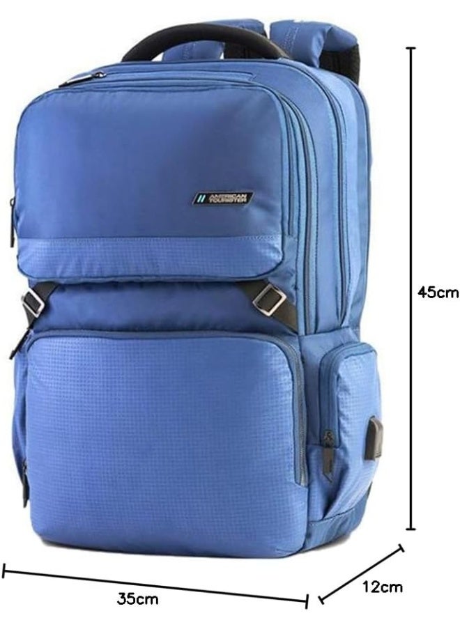 حقيبة ظهر للابتوب American Tourister Segno 2.0 (قابلة للفصل) - سعة 31 لتراً، مادة البوليستر، لون كحلي | تتسع للابتوب بمقاس 15.6 بوصة | نظام تعليق Tractum | منفذ USB | تصميم مريح للظهر والكتفين | حامل زجاجة - ضمان عالمي لمدة عام واحد - Image 4