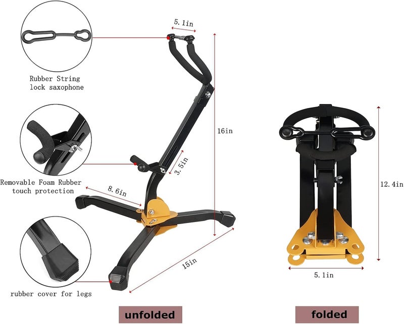 SUNYIN Saxophone Stand Saxophone Cleaning Kit Cleaning Cloth Cotton Saxophone Neck Strap Alto/Tenor Saxophone Accessories Sax Stand - Image 3
