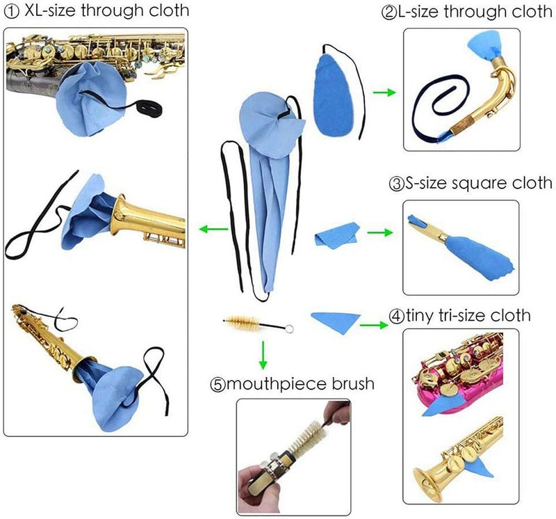 SUNYIN Saxophone Stand Saxophone Cleaning Kit Cleaning Cloth Cotton Saxophone Neck Strap Alto/Tenor Saxophone Accessories Sax Stand - Image 5