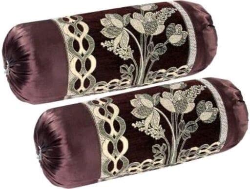HSR Collection Luxury chennile Bolster Cover, Bolster Pillow Cover Set of 2, Round Pillow Cover Set of 2-32 * 16 inches, Coffee - Image 1
