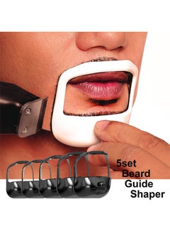 Beard Shaping Tool and Grooming Kit for Men – 5-Piece Beard Trimming Template Set for Neckline, Goatee, Mustache, and Full Beard – Semi-Transparent, Ergonomic, Black