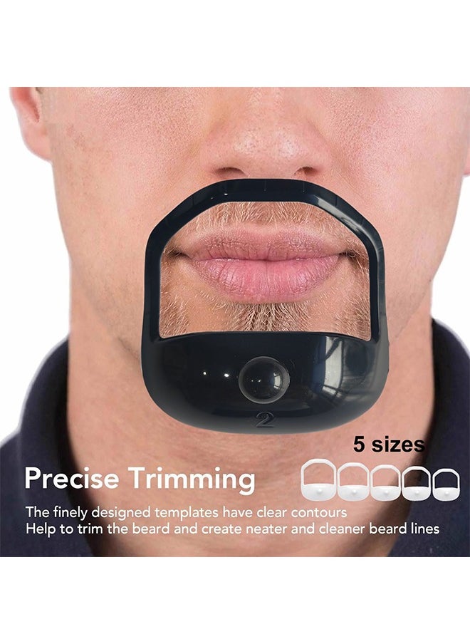 DAREU - Beard Shaping Tool and Grooming Kit for Men – 5-Piece Beard Trimming Template Set for Neckline, Goatee, Mustache, and Full Beard – Semi-Transparent, Ergonomic, Black - Image 1