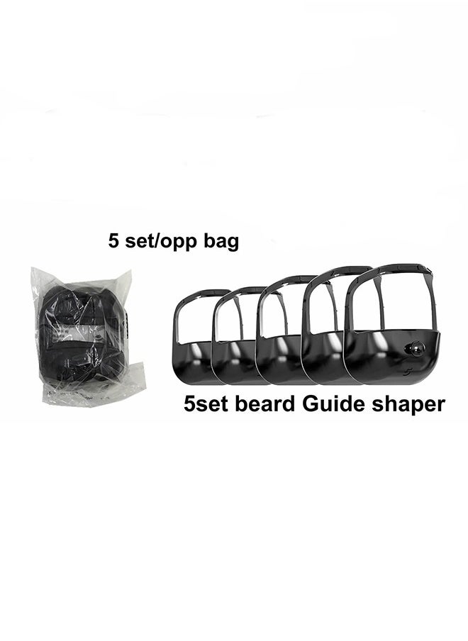 DAREU - Beard Shaping Tool and Grooming Kit for Men – 5-Piece Beard Trimming Template Set for Neckline, Goatee, Mustache, and Full Beard – Semi-Transparent, Ergonomic, Black - Image 1