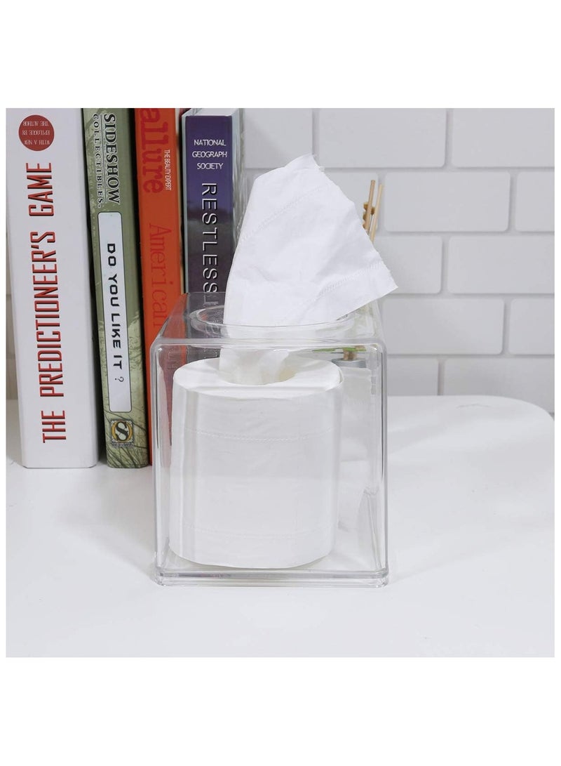 BLOOMING TIME Square Shape Acrylic Tissue Holder Box Transparent Clear Dispenser Paper Napkin for Home Office Restaurants Hotels Bathroom - Image 1