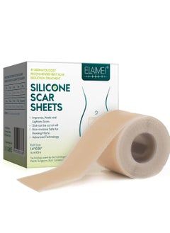 Elaimei Silicone Scar Sheets Soft Silicone Gel Scar Tape Painless Silicone Tape Roll - Effective Silicone Scar Removal Strips Sheets for C-Section & Keloid Surgery, Burn, Acne