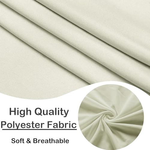 Qubjus 6 Pack Stretch Spandex Dining Chair Covers with Skirt – Washable & Fitted Slipcovers for Dining Room Chairs, Weddings, Home, Hotel Decor – Beige - Image 3
