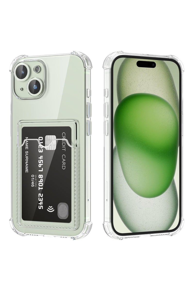 Shockproof Transparent Case with Card Wallet Compatible with iPhone 15 Plus 6.7  - Image 1