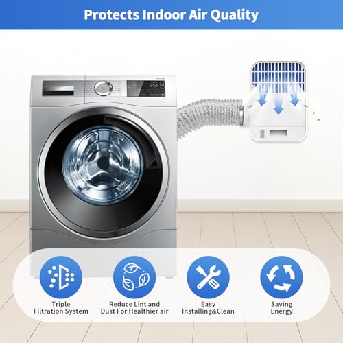 BYOFI Upgrade 3-in-1 Indoor Dryer Vent Kit, Dryer Vent Box for Electric Dryer Have ABS Screen Filter, Polyester Filter, Water Drawer System Triple Filtration, Proviide Polyester Filters Set&1 Hose - Image 5