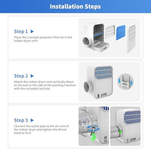 BYOFI Upgrade 3-in-1 Indoor Dryer Vent Kit, Dryer Vent Box for Electric Dryer Have ABS Screen Filter, Polyester Filter, Water Drawer System Triple Filtration, Proviide Polyester Filters Set&1 Hose - Image 4