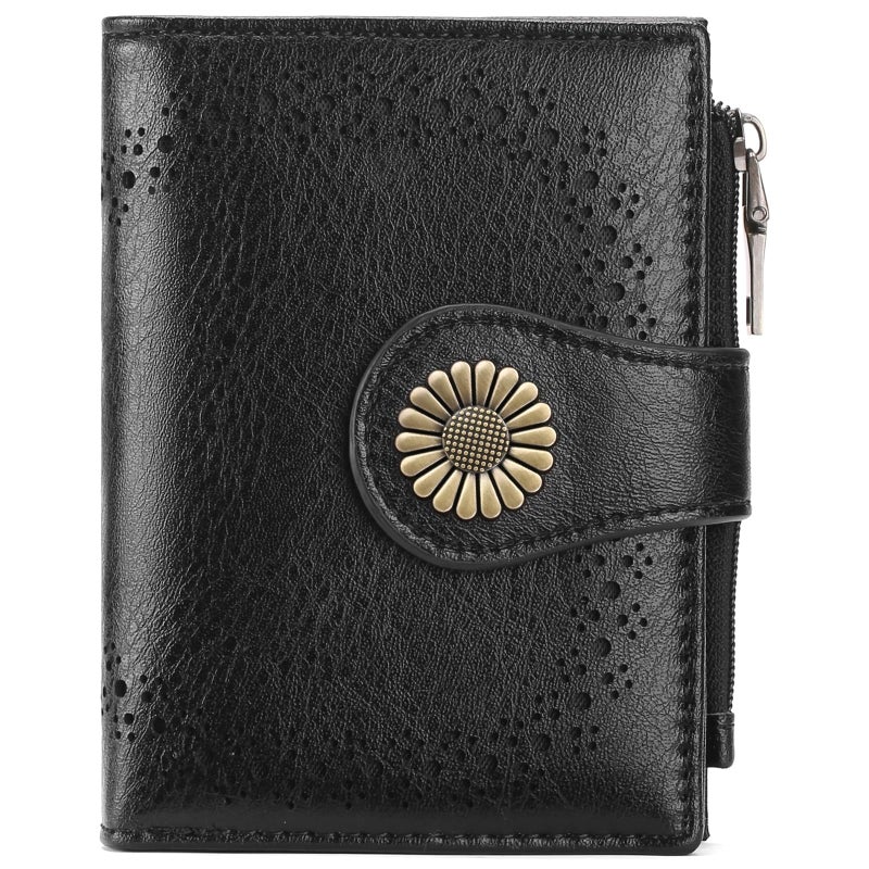 SENDEFN Small Wallets for Women Bifold RFID Blocking Leather Card Holder Compact Wallet with Zipper Coin Pocket - Image 1