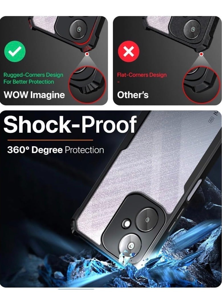 Xundo Clear Case for Xiaomi Redmi 13C 5G | Premium Rugged | Durable Shock-absorbing Frame | Black Border | Thermoplastic Polyurethane | Airbag Anti-drop Protection - Clear - Image 2