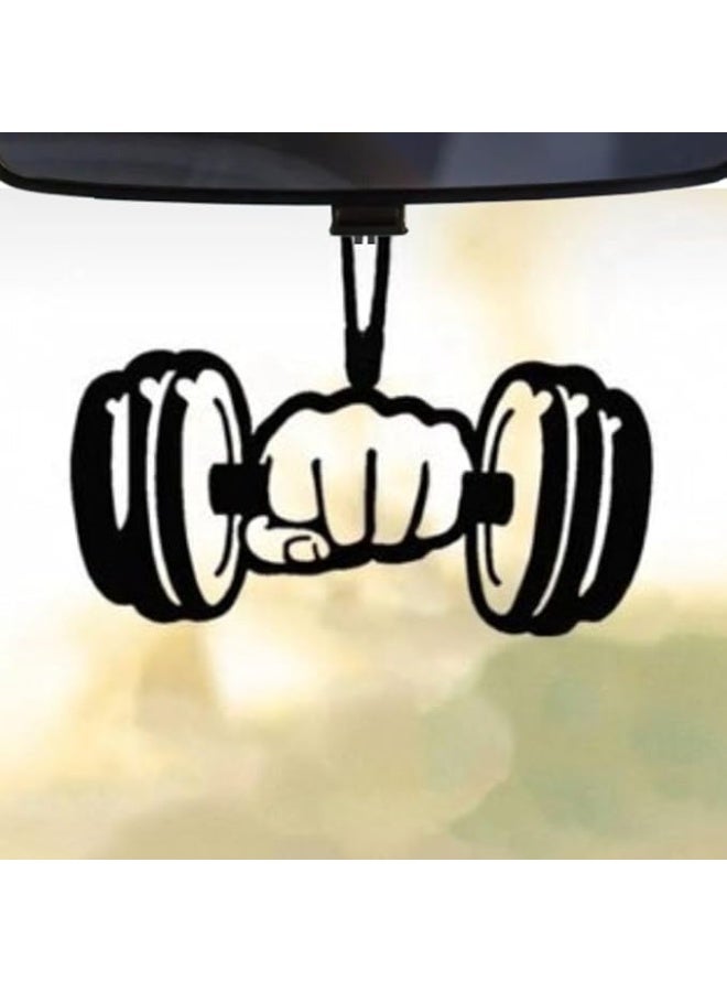 MIRFA Rearview Mirror Hanging Pendant - Wood - Black (Dumbbell Grip) - Image 1