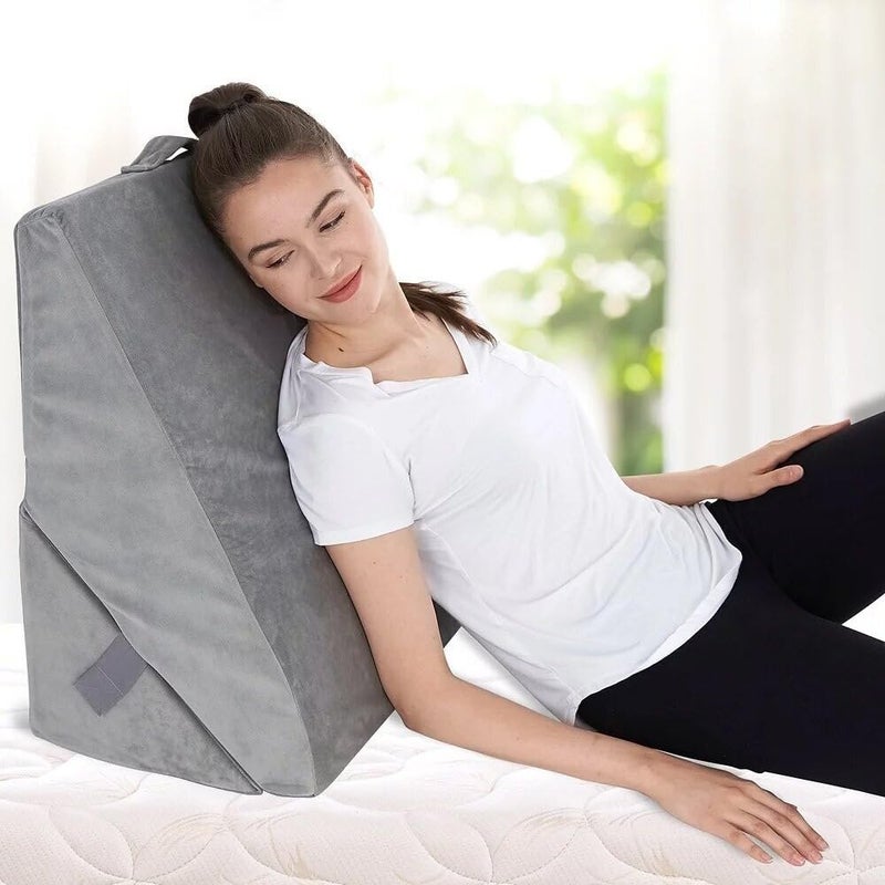 CUSHIO Adjustable Wedge Pillow Memory Foam & HR Foam | 7-in-1 Versatile Design for Neck, Back Support, Leg Elevation | Standard Size (Grey) - Image 1
