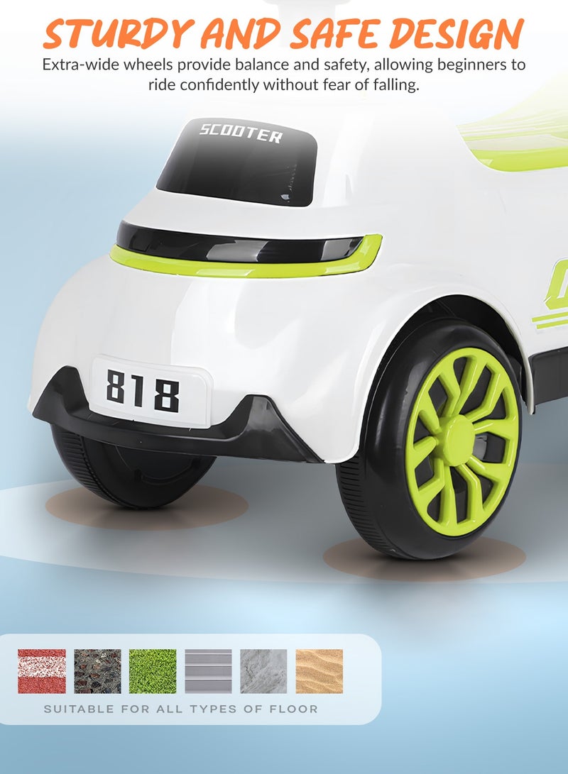 بيبي سيارة كروزو للأطفال، مزودة بأضواء وموسيقى ومساحة تخزين | سيارة دفع للأطفال | سيارة دفع للأطفال الصغار من عمر سنة إلى ثلاث سنوات، لون أخضر - Image 3