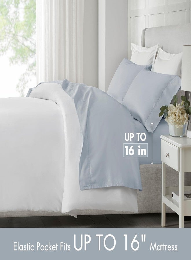 Madison Park Cotton Sheet Set, Soft & Breathable 500TC Egyptian Cotton Sheets, All Seaons Elastic Deep Pockect Sheet Set, Lightweighted 100% Egyptian Bed Sheets, Queen Grey 4 Piece - Image 3