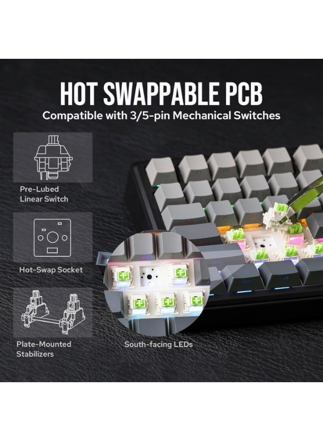 AULA F75MAX Mechanical Gaming Keyboard – Reaper Switch, Gradient Gray, Type-C Wired & 2.4G Wireless & Bluetooth, RGB Lighting, Multi-OS Support - Image 5