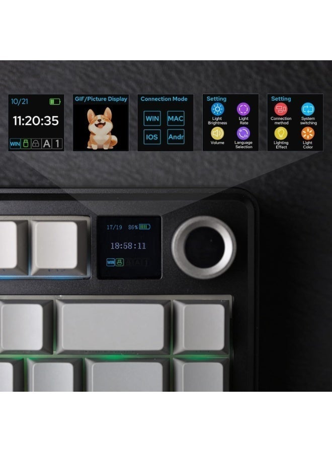 AULA F75MAX Mechanical Gaming Keyboard – Reaper Switch, Gradient Gray, Type-C Wired & 2.4G Wireless & Bluetooth, RGB Lighting, Multi-OS Support - Image 4