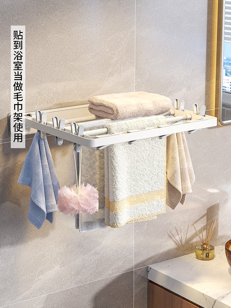 XH-88042 Hongsheng Xinhua Wall-Mounted Folding Drying Rack with 10 Clips - Image 5