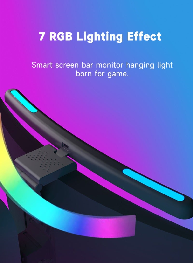 شاربدو شاشة الكمبيوتر ضوء بار منحني مصباح شاشة الكمبيوتر مع 7 أوضاع إضاءة RGB مصباح مكتبي USB LED مع التحكم باللمس للألعاب / المنزل / المكتب - Image 4