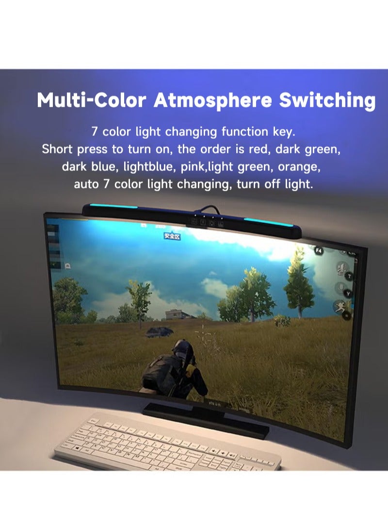 شاربدو شاشة الكمبيوتر ضوء بار منحني مصباح شاشة الكمبيوتر مع 7 أوضاع إضاءة RGB مصباح مكتبي USB LED مع التحكم باللمس للألعاب / المنزل / المكتب - Image 1