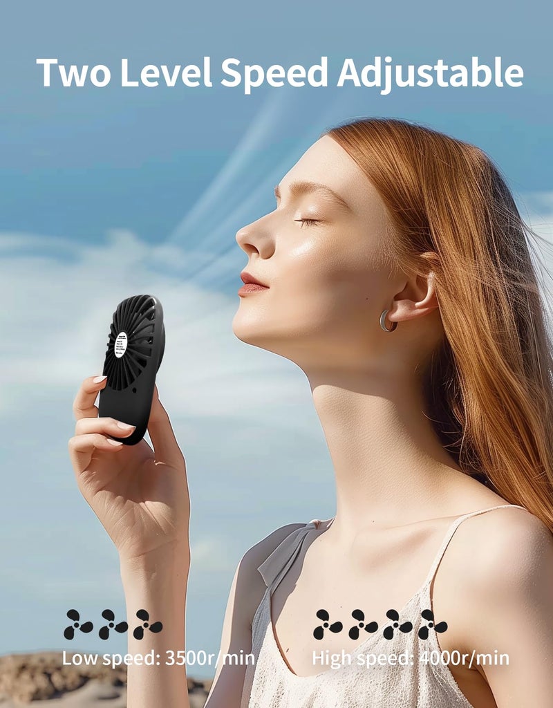 Aluan Handheld Mini Fan Powerful Small Personal Portable Speed Adjustable USB Rechargeable Eyelash Fan for Kids Girls Boys Woman Man Home Office Outdoor Travel, Black - Image 2