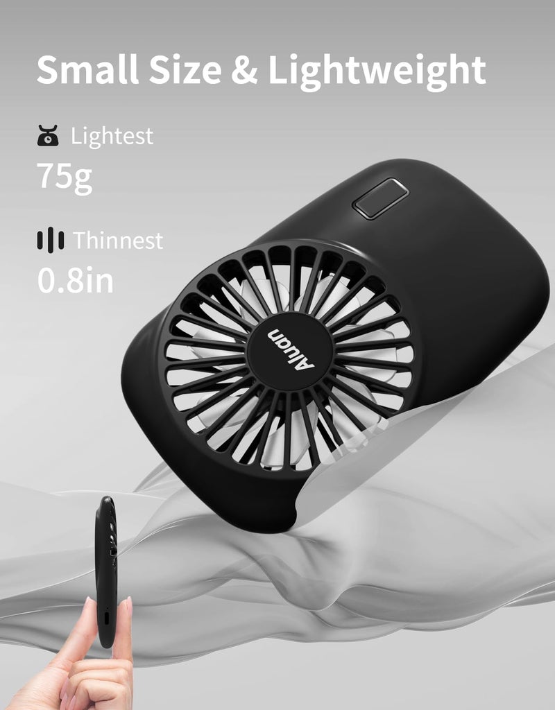 Aluan Handheld Mini Fan Powerful Small Personal Portable Speed Adjustable USB Rechargeable Eyelash Fan for Kids Girls Boys Woman Man Home Office Outdoor Travel, Black - Image 5