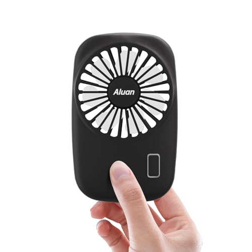 Aluan Handheld Mini Fan Powerful Small Personal Portable Speed Adjustable USB Rechargeable Eyelash Fan for Kids Girls Boys Woman Man Home Office Outdoor Travel, Black - Image 1