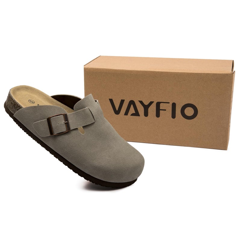 Vayfio Womenâ€˜s Suede Clogs Potato Shoes Cork Footbed Sandals Comfort Mules with Arch Support Slip On Slippers Grey 07 - Image 2