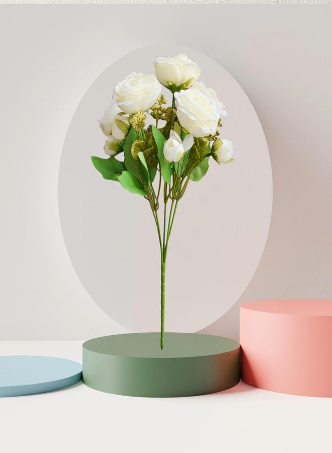 SHRIHAUS Artificial Rose Flower Bunch, Fresh Cut Roses for Wedding, Party, Home Decoration, Office Decor (White, 1) - Image 1