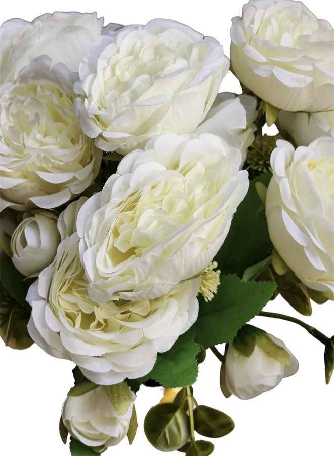 SHRIHAUS Artificial Rose Flower Bunch, Fresh Cut Roses for Wedding, Party, Home Decoration, Office Decor (White, 1) - Image 4