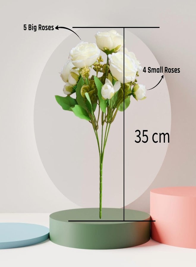 SHRIHAUS Artificial Rose Flower Bunch, Fresh Cut Roses for Wedding, Party, Home Decoration, Office Decor (White, 1) - Image 3
