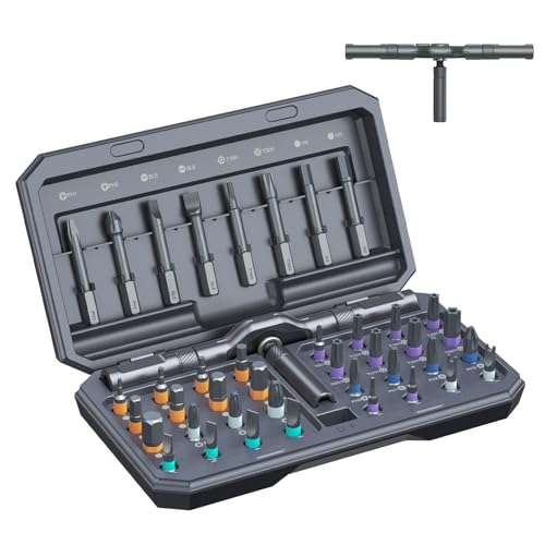 ORIA 42 in 1 Magnetic Screwdriver Set, Multi Bit Ratchet Screwdriver Set With T Handle, Portable Storage Case, DIY Repair Tool Kit for Electronic Repair, Furniture, Bicycle, Computer, Grey - Image 1