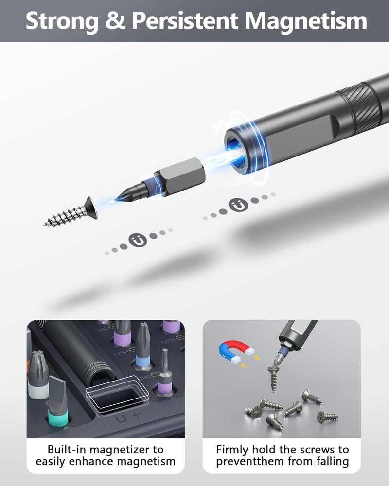 ORIA 42 in 1 Magnetic Screwdriver Set, Multi Bit Ratchet Screwdriver Set With T Handle, Portable Storage Case, DIY Repair Tool Kit for Electronic Repair, Furniture, Bicycle, Computer, Grey - Image 5