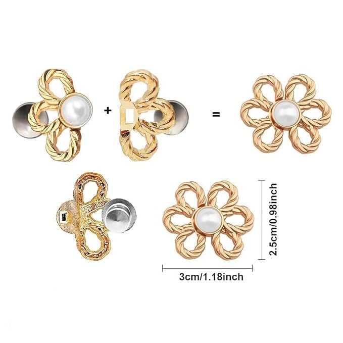 LUVINA Pant Waist Tightener, Adjustable Jeans Buttons for Women, Instant Jeans Button Pins for Pants Jeans Skirts - Pant Waist Tightener 2 pcs (Gold Color) - Image 2