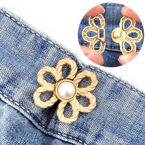 LUVINA Pant Waist Tightener, Adjustable Jeans Buttons for Women, Instant Jeans Button Pins for Pants Jeans Skirts - Pant Waist Tightener 2 pcs (Gold Color) - Image 4