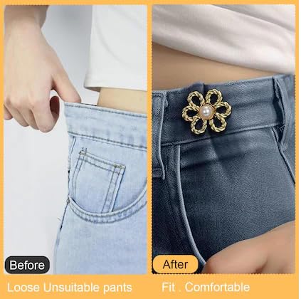 LUVINA Pant Waist Tightener, Adjustable Jeans Buttons for Women, Instant Jeans Button Pins for Pants Jeans Skirts - Pant Waist Tightener 2 pcs (Gold Color) - Image 3