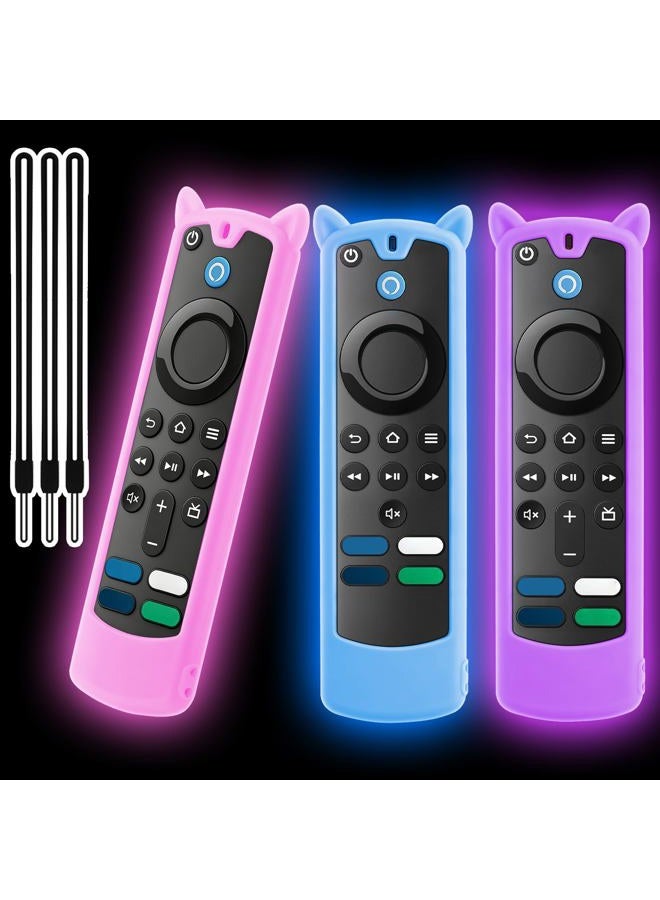 Wevove [3 Pack] Silicone Voice Remote 3rd gen Cover with Lanyard,Anti-Slip Soft Silicone Protective Controller Case Glow in The Dark - Image 1