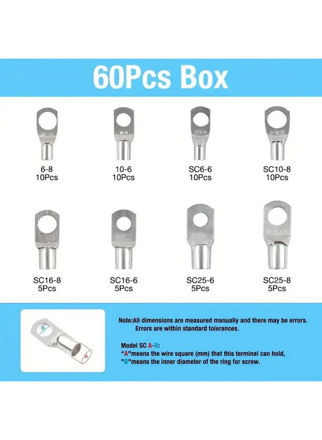 HX 50B Professional Crimping Pliers Kit With 60 Copper Ring Terminals For Battery Cable - Image 5