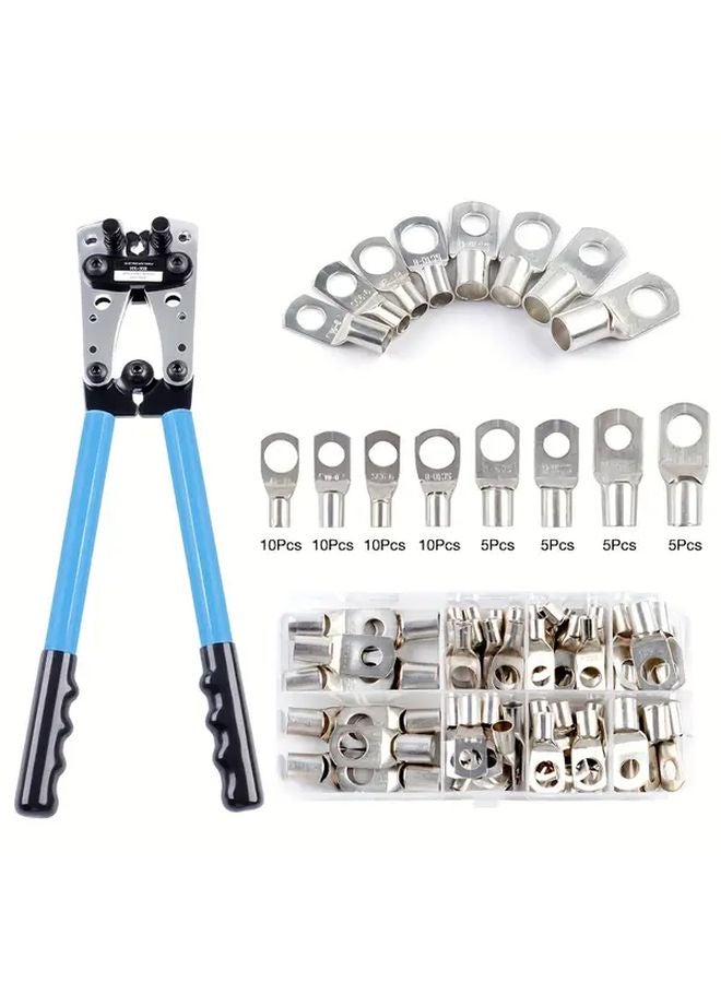 HX 50B Professional Crimping Pliers Kit With 60 Copper Ring Terminals For Battery Cable - Image 2