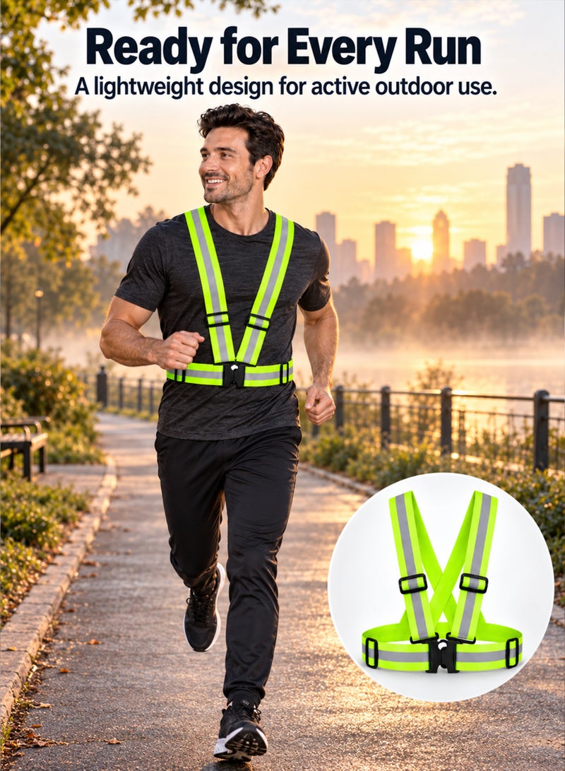 R.VIHAN Adjustable Reflective Safety Vest High Visibility Jacket – Fluorescent Green & Orange Safety Harness Belt for Construction, Traffic Control, Cycling, Running & Warehouse Work – Unisex Free Size - Image 5
