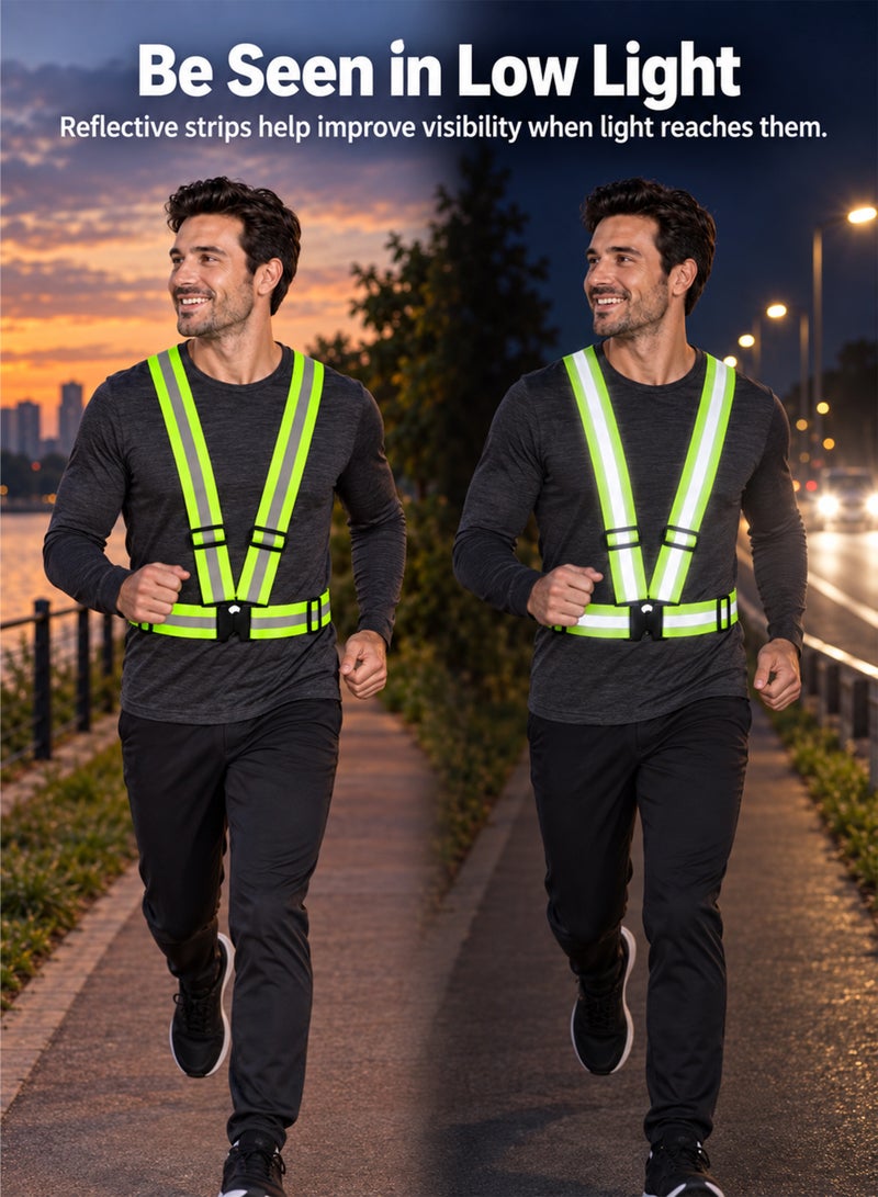 R.VIHAN Adjustable Reflective Safety Vest High Visibility Jacket – Fluorescent Green & Orange Safety Harness Belt for Construction, Traffic Control, Cycling, Running & Warehouse Work – Unisex Free Size - Image 3