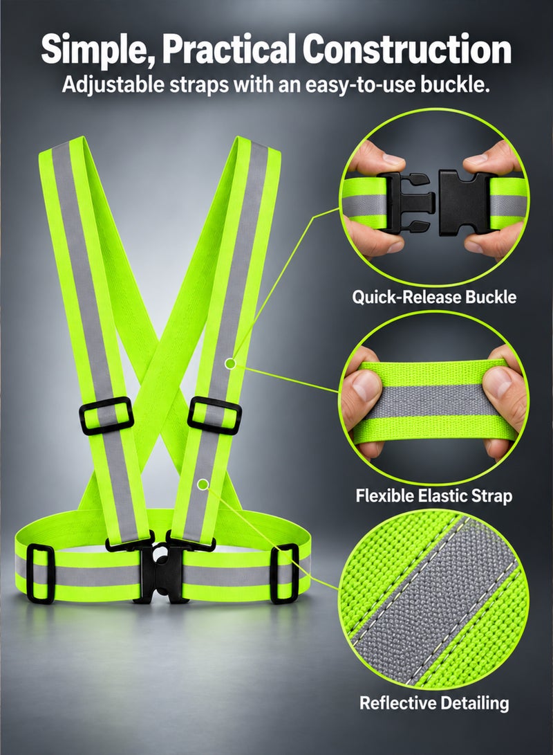 R.VIHAN Adjustable Reflective Safety Vest High Visibility Jacket – Fluorescent Green & Orange Safety Harness Belt for Construction, Traffic Control, Cycling, Running & Warehouse Work – Unisex Free Size - Image 4