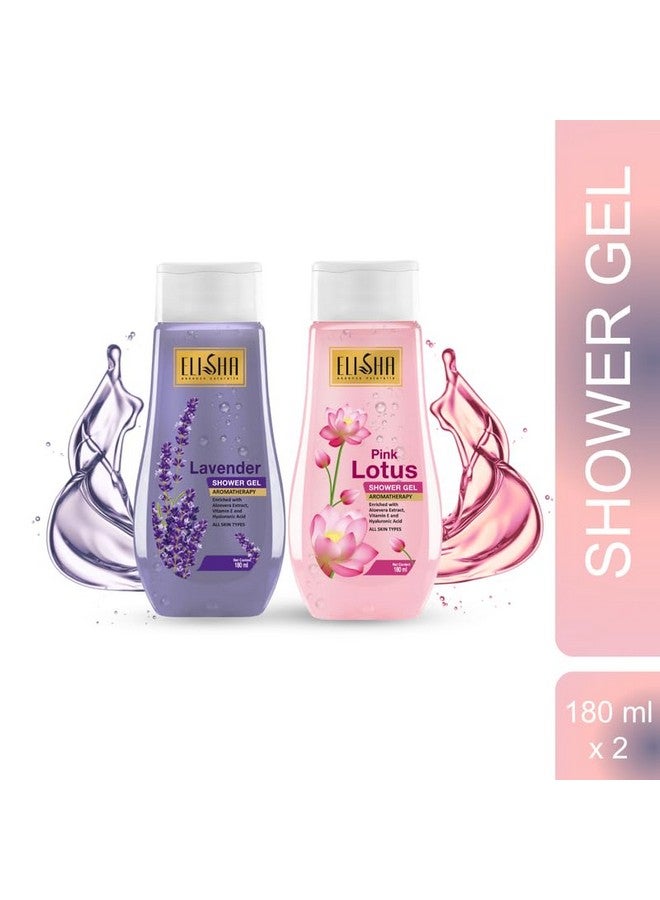 Elisha Lavender with Pink Lotus Shower Gel - 180ml (Pack of 2) Family Pack, Body Wash for Women & Men for Radiant Glow & Moisturised Skin, Suitable for All Skin Types - Image 2