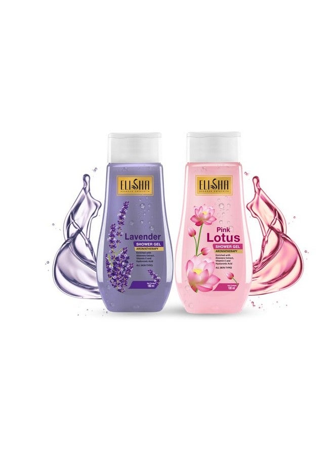 Elisha Lavender with Pink Lotus Shower Gel - 180ml (Pack of 2) Family Pack, Body Wash for Women & Men for Radiant Glow & Moisturised Skin, Suitable for All Skin Types - Image 1