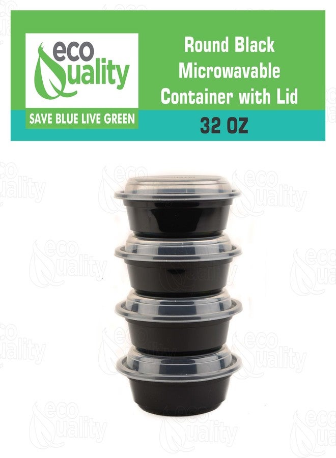 EcoQuality 32oz - 10 Count - Round Microwavable Plastic Meal Prep Containers with Lids - Food Storage Container - Certified BPA-Free, Stackable, Reusable Microwave, Dishwasher, Freezer Safe, Disposable (Black) - Image 4