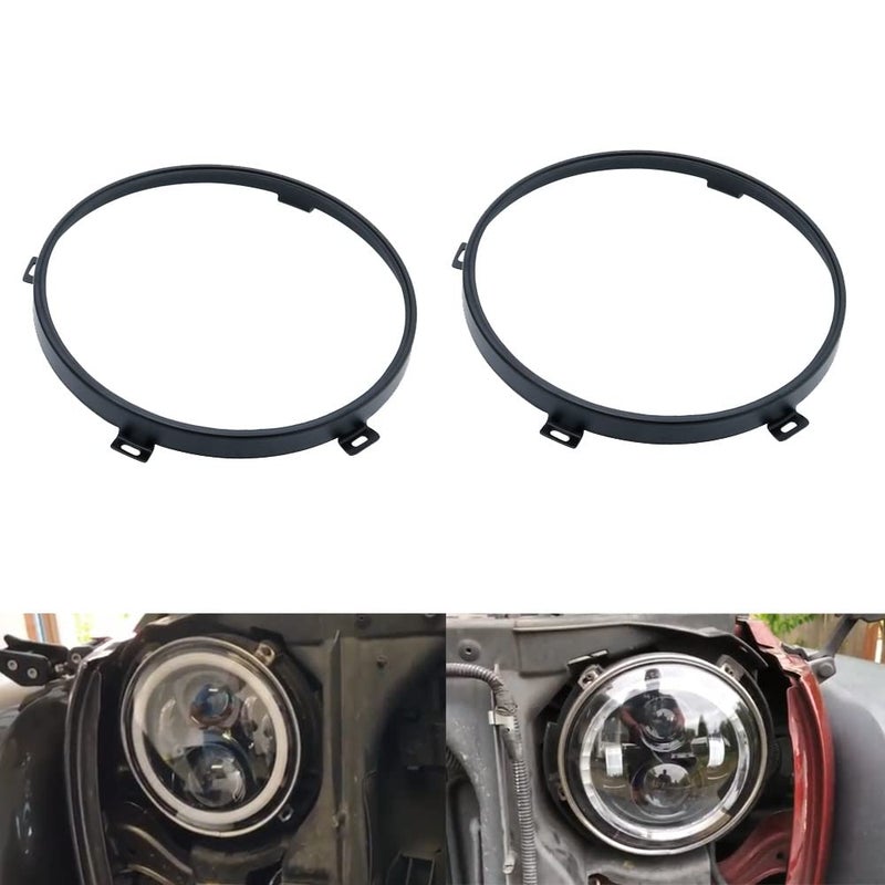 kkone Black 7 Headlight Retaining Ring Headlamp Bezel for Jeep Wrangler JK 20072018