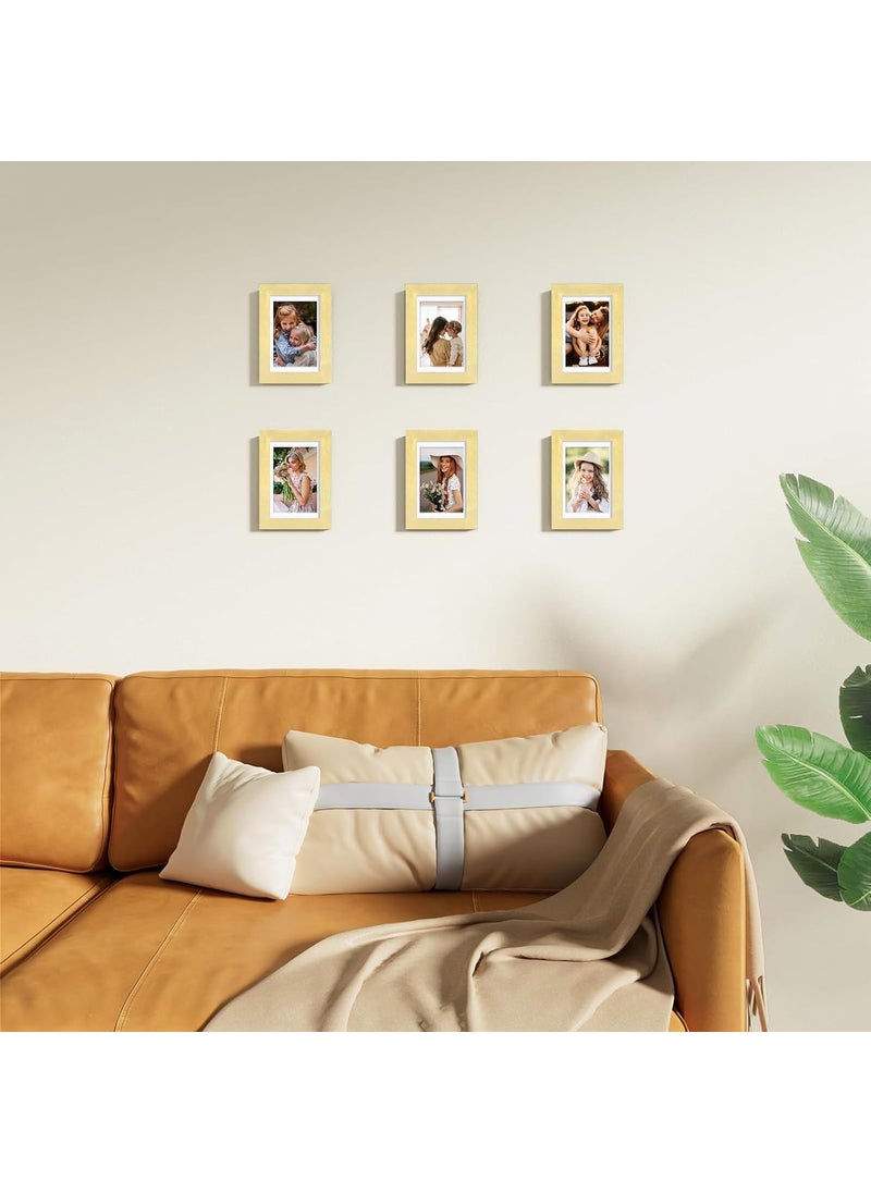 Vittanly 4x6 Gold Picture Frames Set of 9  Display 3.5x5 Pictures with Mat or 4x6 without Mat  Collage Frames for Wall or Tabletop  Perfect for Home D?cor (Gold  4x6)