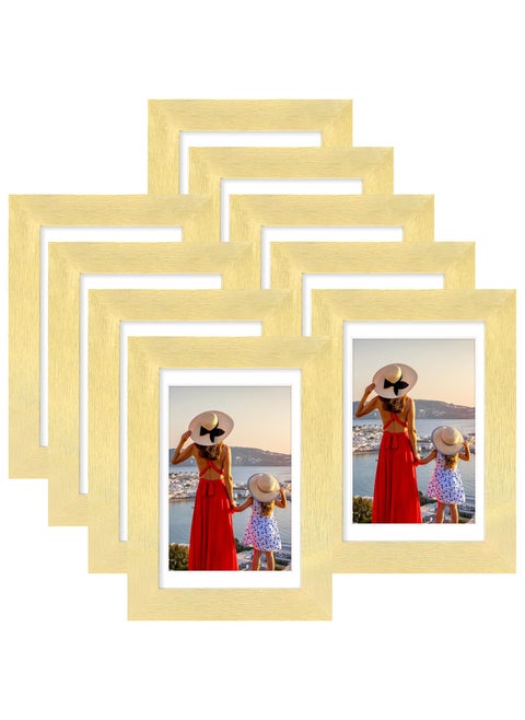 Vittanly 4x6 Gold Picture Frames Set of 9  Display 3.5x5 Pictures with Mat or 4x6 without Mat  Collage Frames for Wall or Tabletop  Perfect for Home D?cor (Gold  4x6)