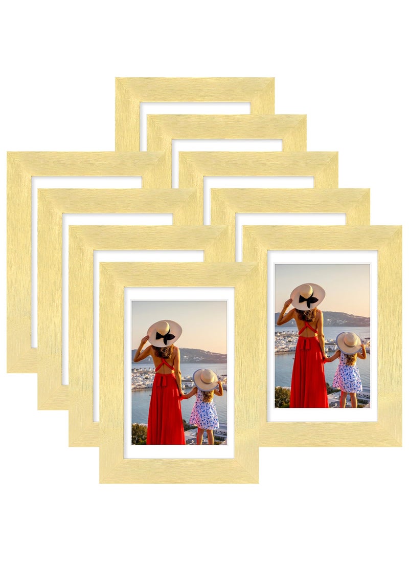 Vittanly 4x6 Gold Picture Frames Set of 9  Display 3.5x5 Pictures with Mat or 4x6 without Mat  Collage Frames for Wall or Tabletop  Perfect for Home D?cor (Gold  4x6)
