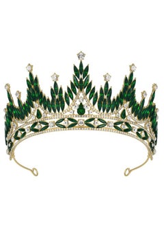 Micro Touch Tiaras and Crowns for Women, Wedding Tiara for Bride, Rhinestone Queen Crown, Crystal Costume Hair Accessories for Birthday Prom Quinceanera Celebration,Green  - Image 1